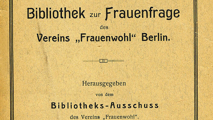 Foto des Titelblatt aus der Sammlung Vereinsbibliothek Frauenfrage
