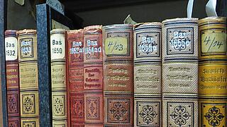 Foto von Büchern der Sammlung Basner im Regal