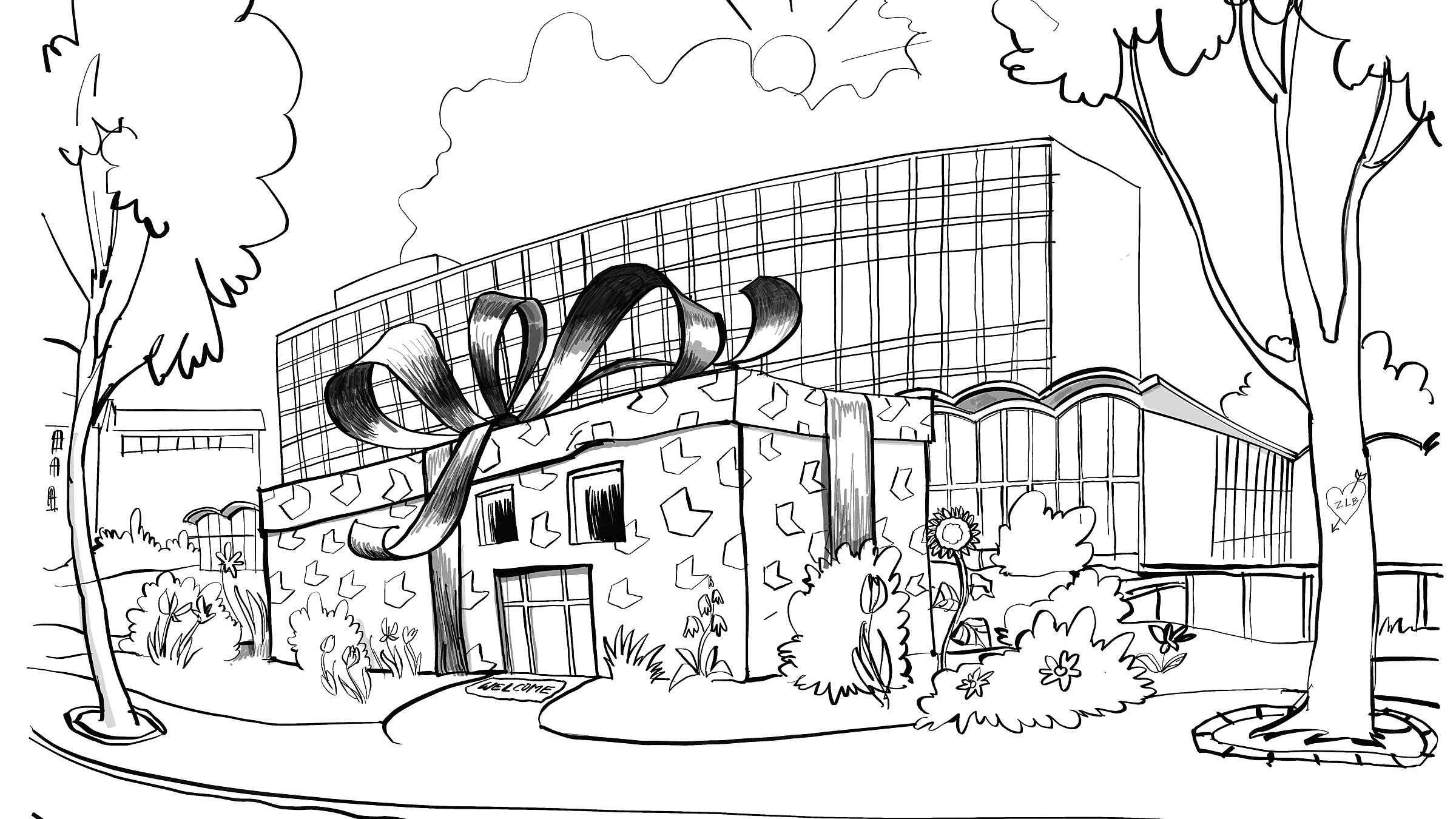 Illustration des PopUp vor der AGB als Geschenkkarton mit Schleife
