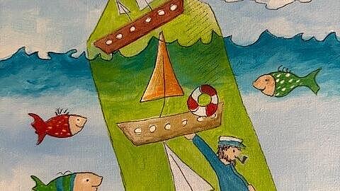 Ein schönes Strandbild auf Leinwand gemalt