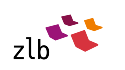 Logo der ZLB mit 4 bunten Büchern, die aussehen wie Schmetterlinge