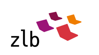 Logo der ZLB mit 4 bunten Büchern, die aussehen wie Schmetterlinge