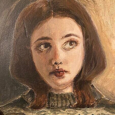 Ölgemälde einer weiblich gelesenen Person gemalt von Merle