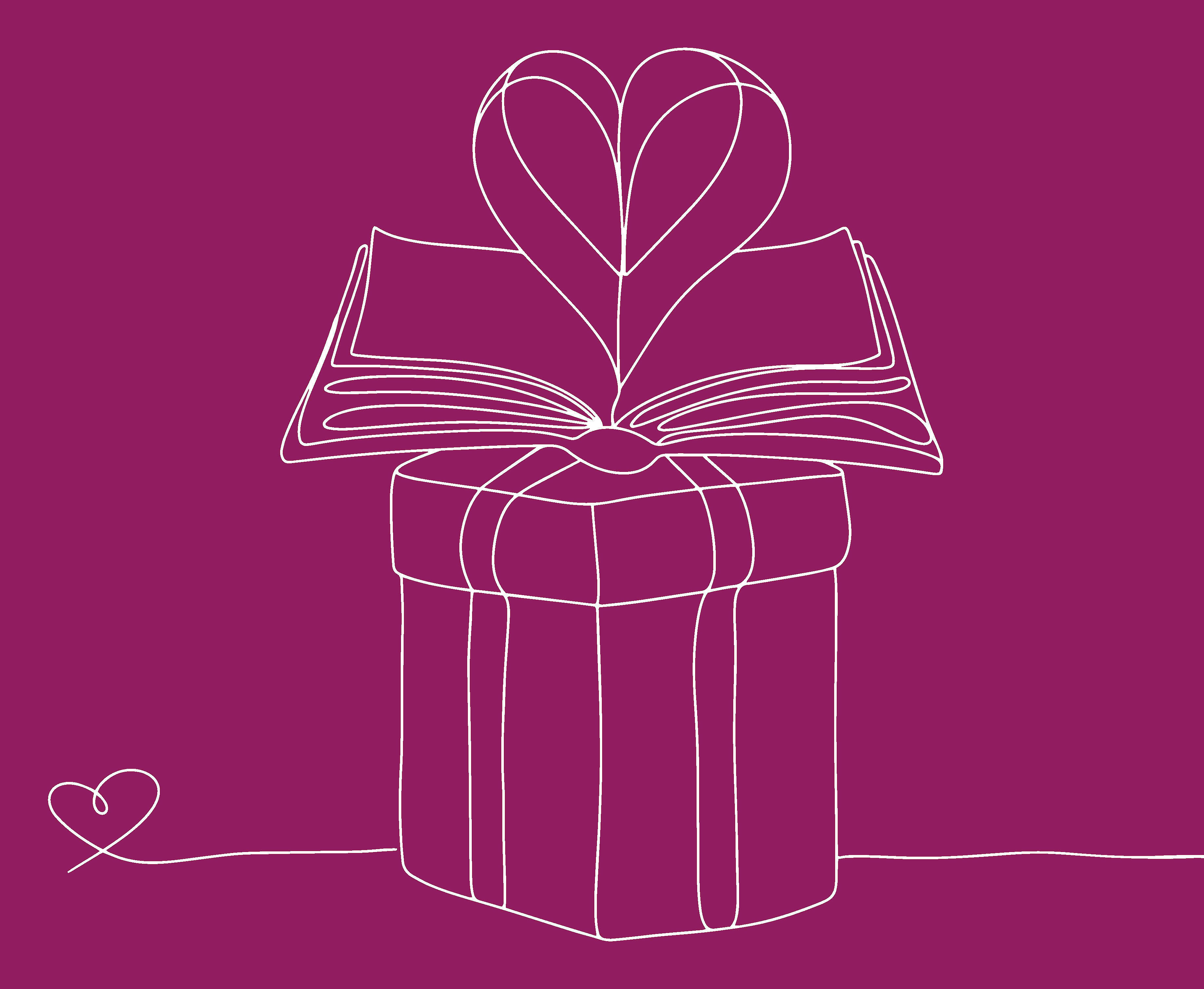 Graik von Geschenk mit aufgeschlagenen Buch darüber mit einem Herz