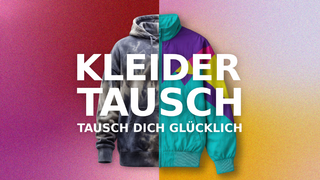 Fotokollage von 2 Jacken mit Text Kleidertausch