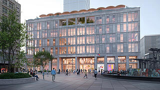 Rendering einer Außenansicht des Galeria am Alexanderplatz als Standort der ZLB