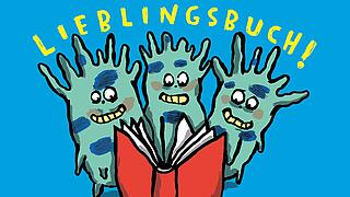 Drei Monster lesen ein Buch