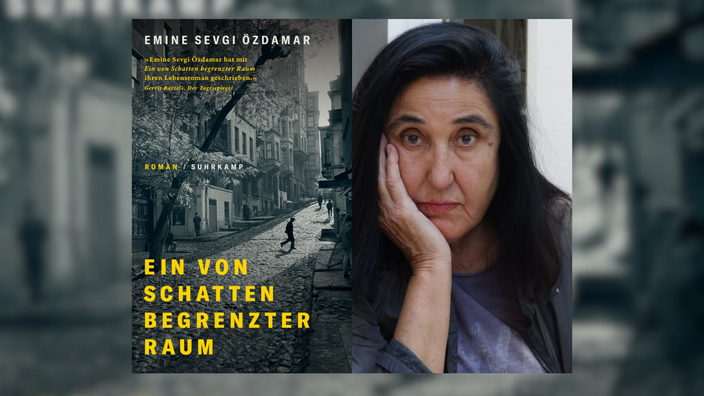 Buchcover Ein von Schatten begrenzter Raum mit Portrait Emine Sevgi Özdamar 