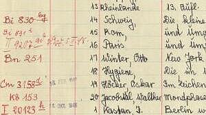Foto eines historischen Zugangsbuch in Handschrift aus dem Jahr 1944