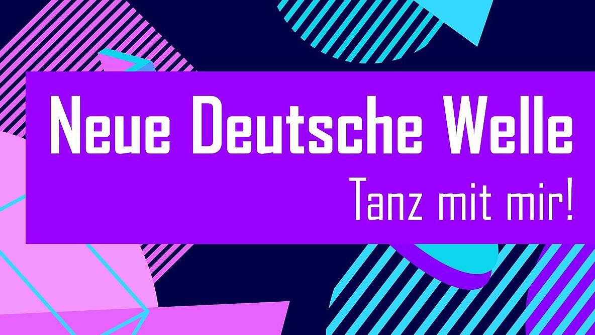 Poster zum Phonoklub Poster zum Phonoklub mit Aufschrift Neue Deutsche Welle mit lila-blauen Mustern