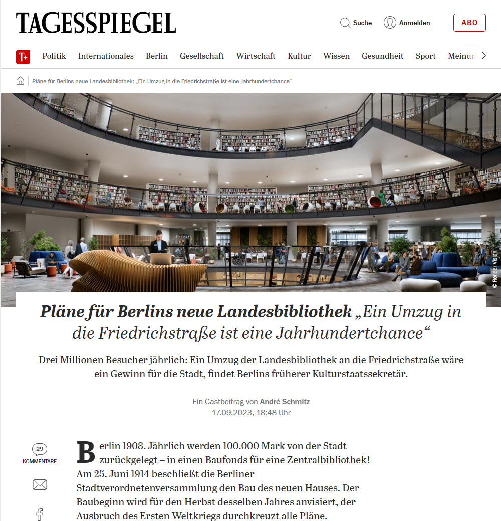 Screenshot des Artikels auf der Webseite des Tagesspiegel