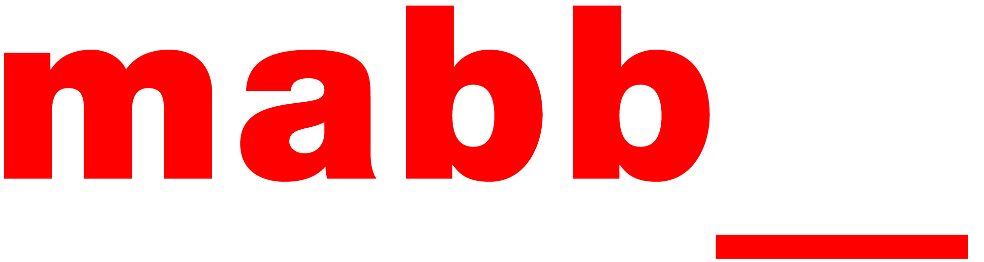 Logo zeigt Buchstaben "mabb" in Rot auf weißem Grund